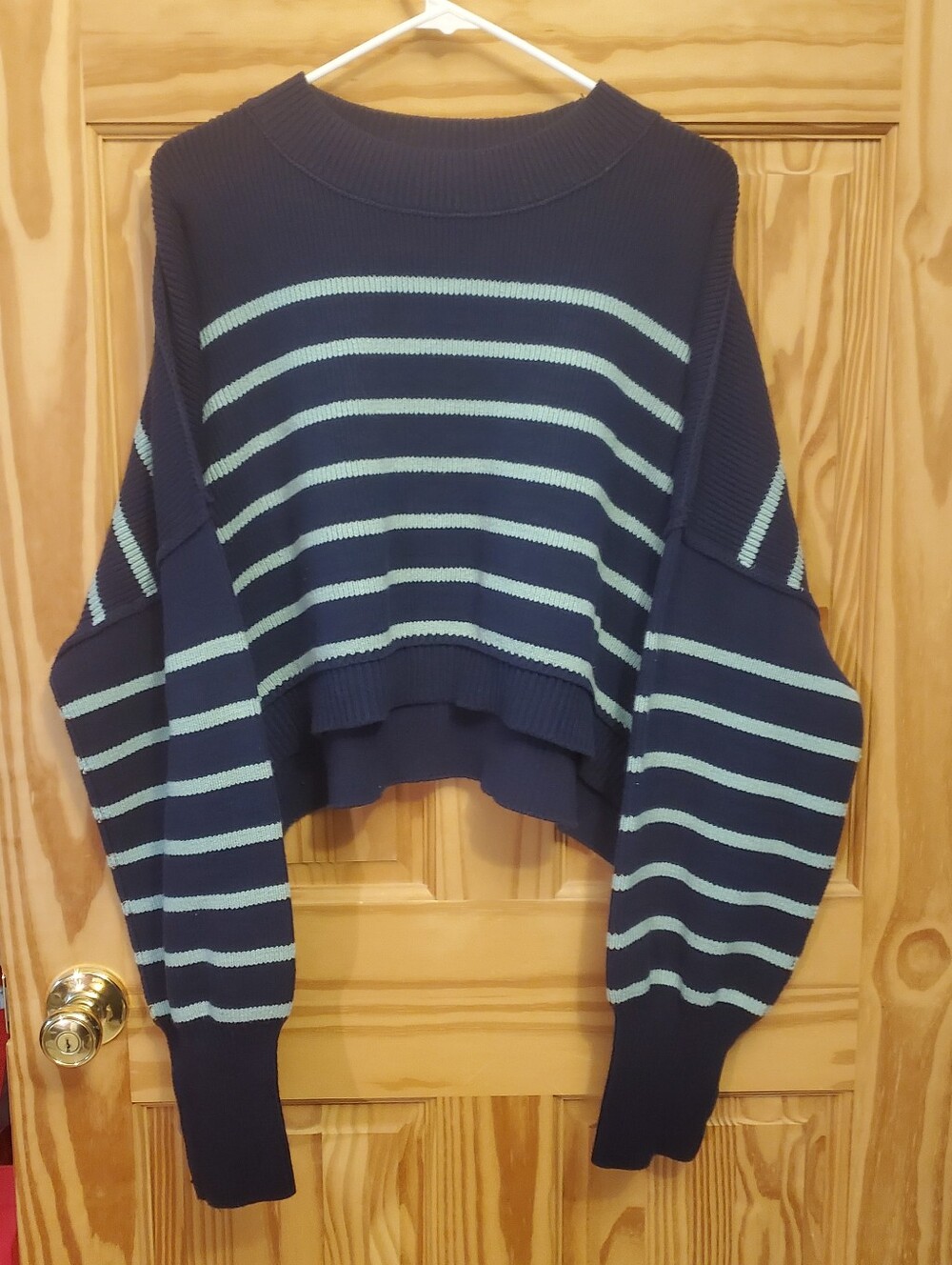 Free People Stripe Easy Street Crop Pullover XL Extra Large